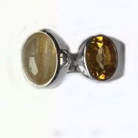 Golden Hair Rutilated Quartz and Citrine Ring