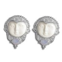 Handcrafted Goddess Clip Earrings with Opal Doublets