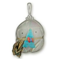 Mother of Pearl Frog Fetish Pendant with Turquoise Arrowhead, Coral & Lapis 