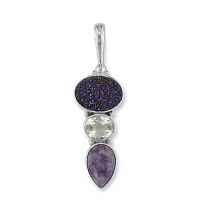 Purple Druzy, Crystal & Charoite Pendant