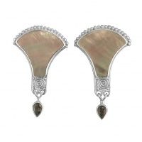 Rainbow Gold Shell Earrings with Smoky Quartz
