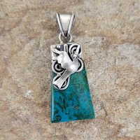 Peruvian Turquoise (Chrysocolla) Hummingbird Pendant 