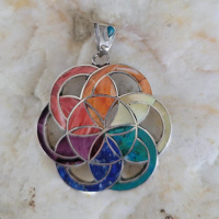 Peruvian Rainbow "Sacred Flower of Life" Chakra Pendant