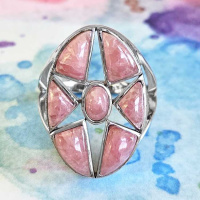 One of a Kind Rhodocrosite Star Ring Size 7