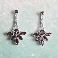 One of a Kind Sterling Silver Black Titanium Backed Quartz Earrings