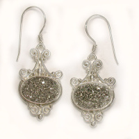 Sterling Silver Handmade Platinum Druzy Earrings