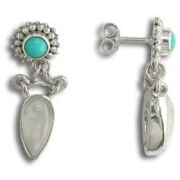Turquoise and Moonstone Post Earrings