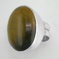 Oval Tiger Eye Silver Ring