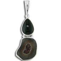 Geode Free Form and Onyx Pendant