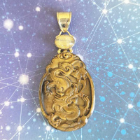 Carved Dragon Tiger Eye Vermeil Pendant