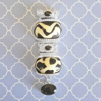 Mud Bead, Rainbow Obsidian, & Black Star Diopside Pendant