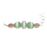 Sterling Silver Pink, Green, and Blue Selenite Link Braclet