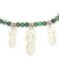 Turquoise Bead and Mother of Pearl Goddess Necklace
