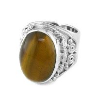 Large Oval Tiger Eye Silver Ring