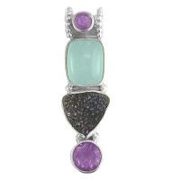 Druzy, Amethyst, and Aquamarine Pendant 