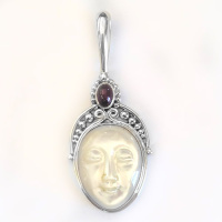 One of a Kind Mother of Pearl Goddess Pendant with Ruby 