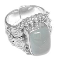 Sterling Silver Large Rectangle Aquamarine Ring