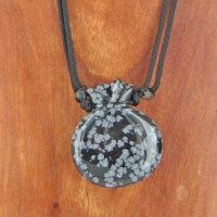 Snowflake Obsidian Pouch Necklace