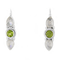 Rainbow Moonstones and Peridot Dangles