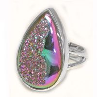 Forest Window Druzy Teardrop Ring