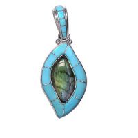 Labradorite & Sleeping Beauty Turquoise Inlay Pendant