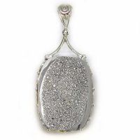 Platinum Window Druzy Rectangle Pendant