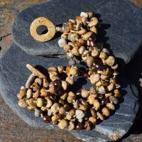 Picture Jasper and Metallic Brown Pearl Beaded Bracelet