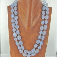 20" Two Strand Blue Chalcedony Beaded Necklace