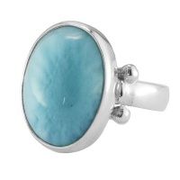 Adjustable Silver Larimar Ring