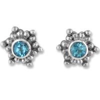 Silver Post  Earrings with Blue Topaz 