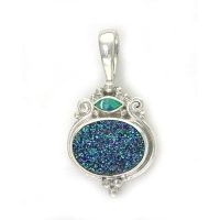 Sparkling Caribbean Druzy Pendant with Opal Doublet Marquis