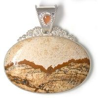 Picture Jasper Pendant with Pink Moonstone