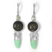 Rainbow Obsidian Goddess Earrings with Peridot and Variscite