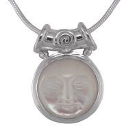 Mother of Pearl Goddess Pendant with Tube Bale & 18" Chain