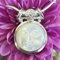 Mother of Pearl Goddess Pendant with Tube Bale & 18" Chain