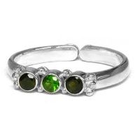 Chrome Diopside and Green Tourmaline Ring