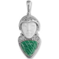Sterling Silver Handcrafted Goddess Pendant with Amazonite