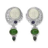 Goddess Clip Earrings with Jade, Mystic Topaz, and Amethyst