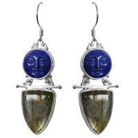 Lapis Goddess Earrings with Labradorite