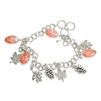 Fire Agate with Leaves Charm Bracelet