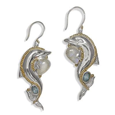 Sterling Dolphin Earrings with Vermeil