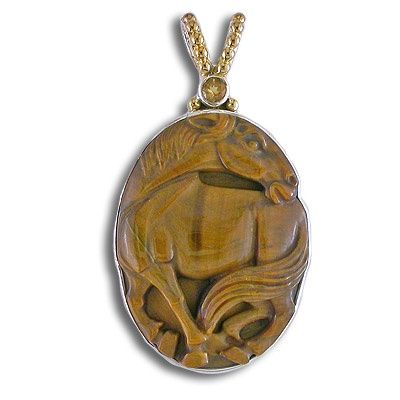 Tiger Eye Horse Pendant