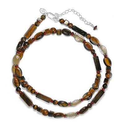 18" Tiger Eye Garnet Citrine Beaded Necklace 