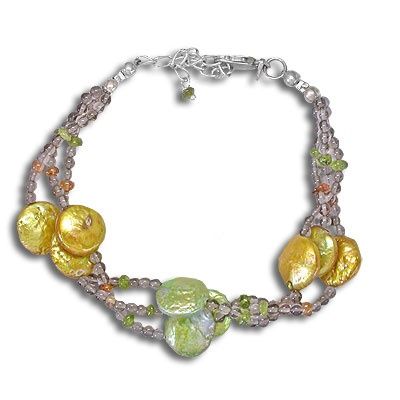 Yellow and Green Pearl Bracelet