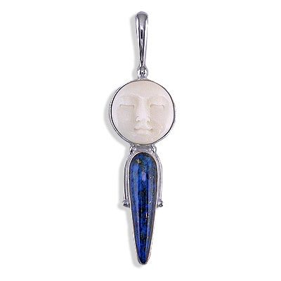 Denim Lapis Moonface Pendant