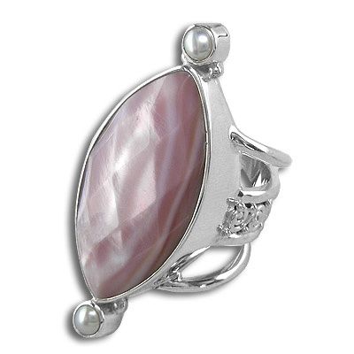 Shell Pearls Silver Ring
