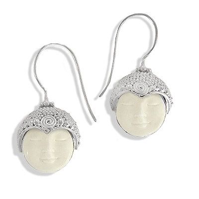 Moon Goddess Silver Dangle Earrings