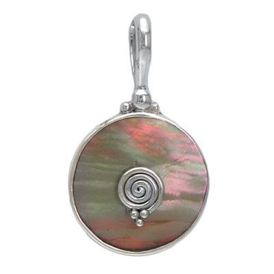 Brown Shell Pendant in Silver