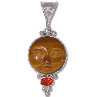 Tiger Eye Moon Goddess with Fire Opal