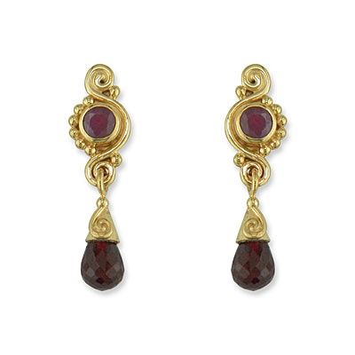 Garnet and Ruby Vermeil Earrings